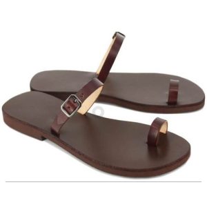 Sandales 1 doigt en Simili Cuir Marron Pour Femme (FABRICATION LOCALE)