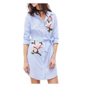 Chemise à manches longues Chemise Femme Sections Longues (Bleu)