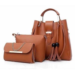 Sac à main femme ancien marron avec 2 pochette